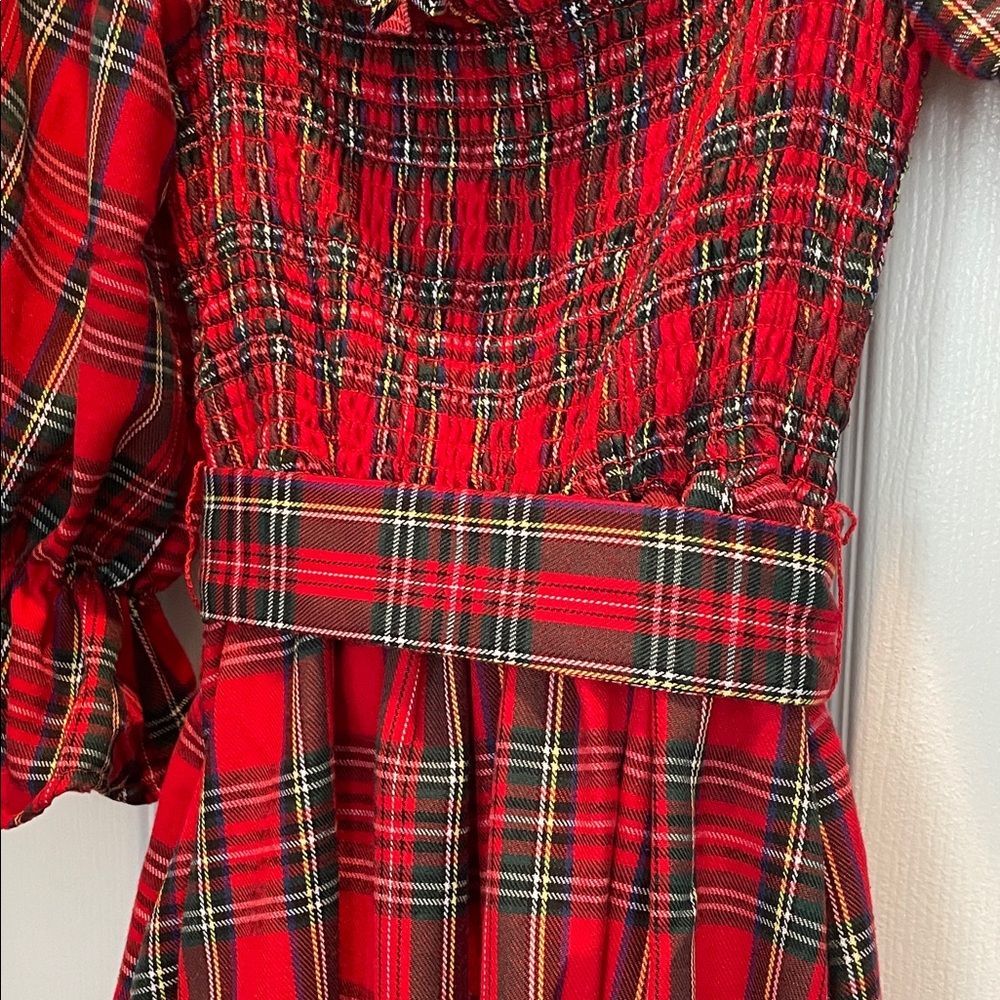 Aura Red Plaid Midi Dress - Picture 3 of 3